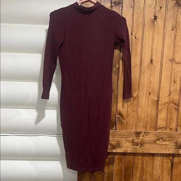 American Apparel Burgundy Long Sleeve Dress